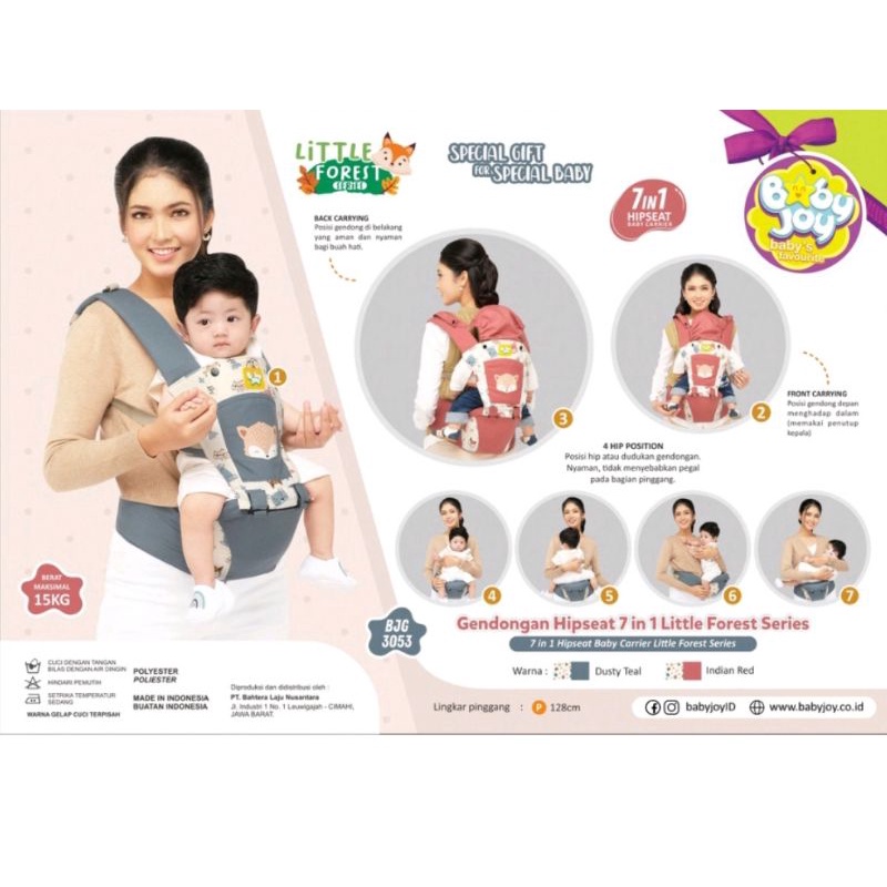 Gendongan Hipseat/gendungan duduk Baby joy  Froggie/Chick /rubah Series