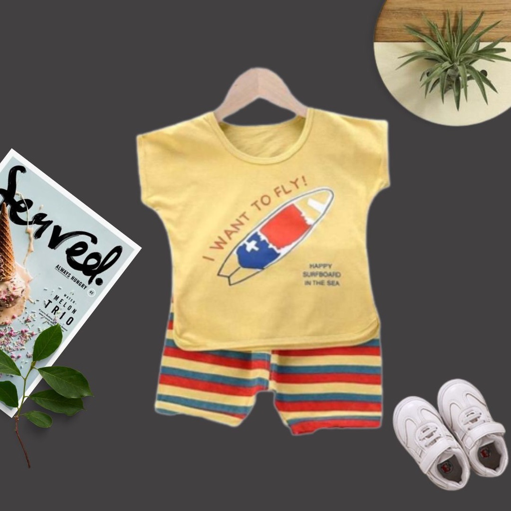 HappyOliver KIDS SUIT PENDEK Setelan Anak Bahan Kaos Lengan + Celana Berkualitas Import 1-4 Tahun ebv