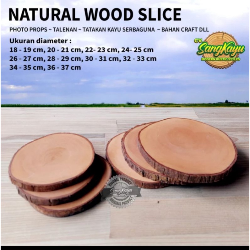Wood slice 18-19 cm hiasan dinding potongan kayu craft dekorasi