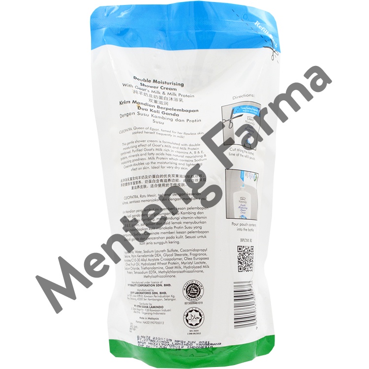 Leivy Shower Cream Goats Milk Refill 900 mL - Sabun Mandi Dengan Susu Kambing