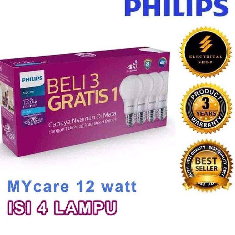 SCR.18Oc22υ ▪ LAMPU PHILIPS LED MULTIPACK 12 WATT PUTIH (BELI 3 GRATIS 1 )