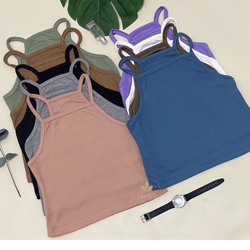 CAVALU Basic Tanktop Tali Knit Tank Top Rajut Crop Tank Top 097