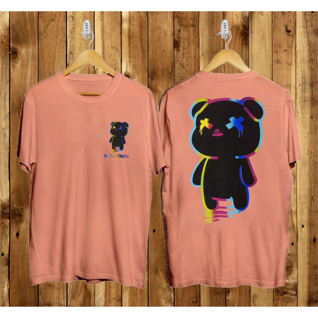 Kaos Tshirt Pria Panda Pelangi Cream Showoff Hitam Distro Lengan Pendek Motif Sablon Bergambar Keren Baju Kaos Viral Baju kaos anime