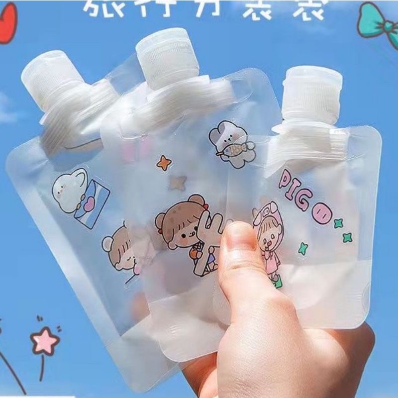 Pouch refill botol tutup fliptop pouch tempat sabun travelling size