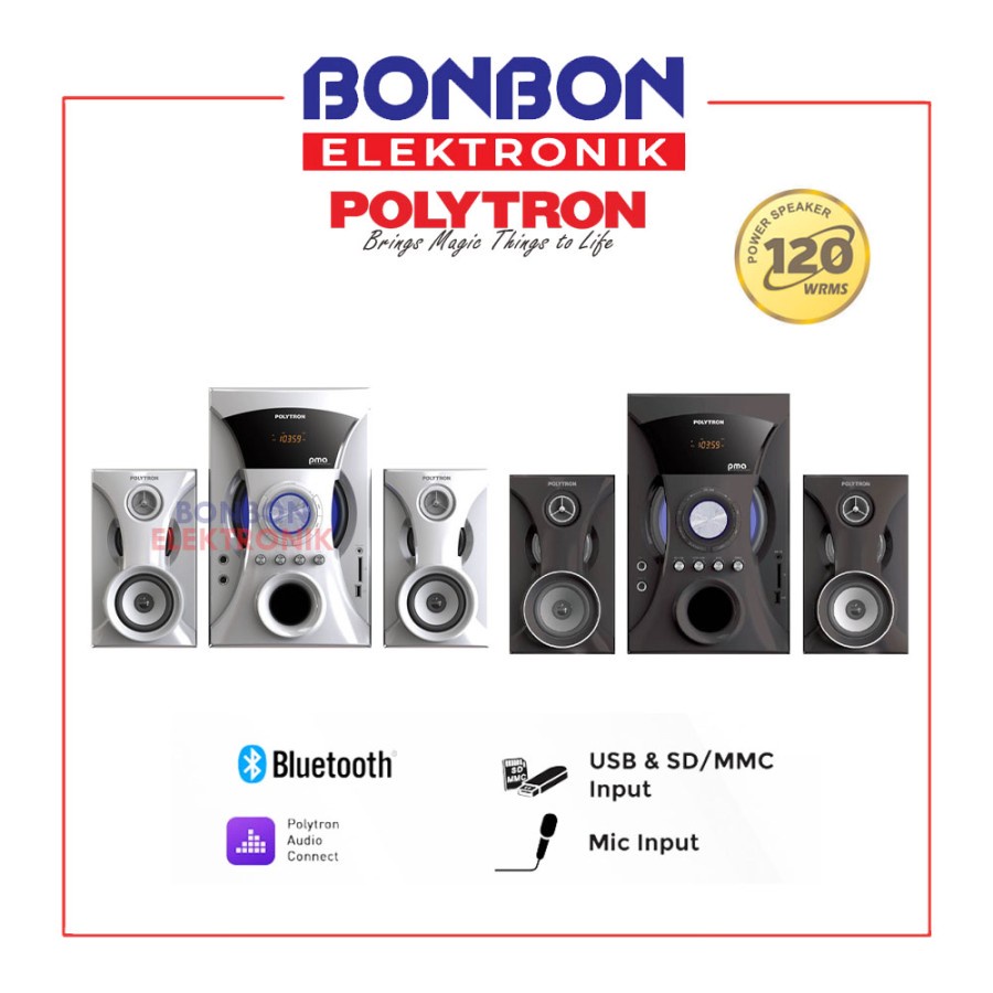 POLYTRON Bluetooth Speaker PMA 9525 B/W Karaoke Radio FM PMA9525