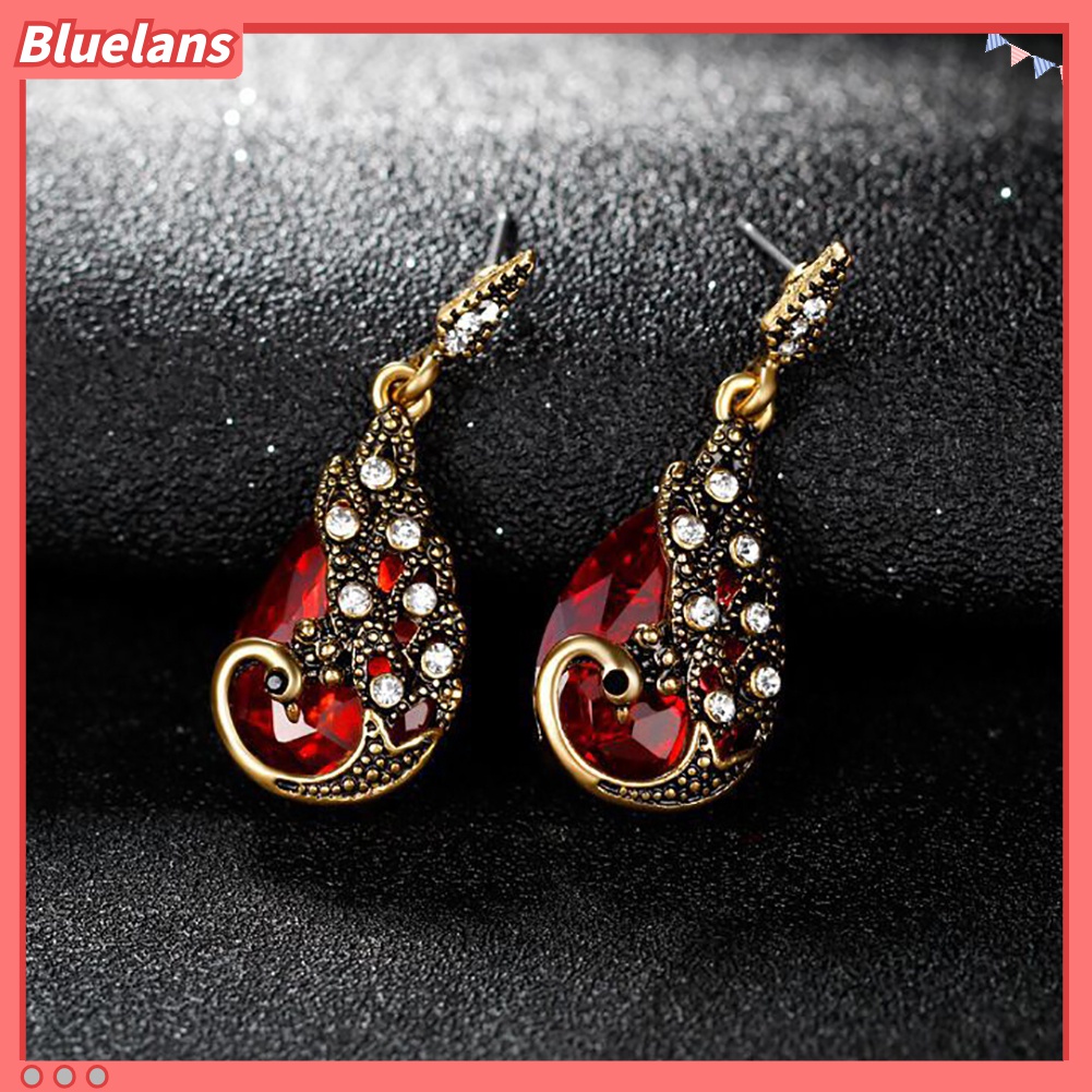 3 Pcs Kalung Anting Berlian Imitasi Bentuk Merak