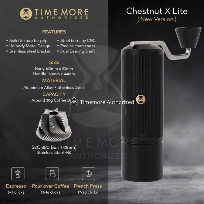siap kirim] Timemore Hand Grinder Chestnut X Lite S2C Burr Alat GIling Kopi Manual