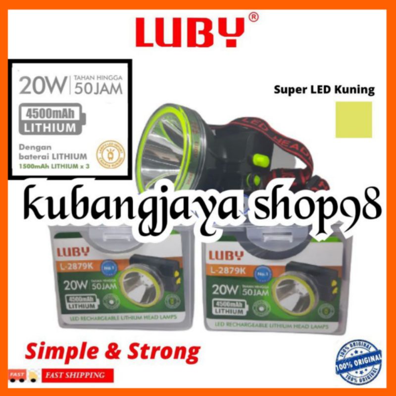 KUBANGJAYA SHOP98- Senter kepala LUBY L-2879K dan LUBY L-2887K (20WATT) cahaya kuning super terang