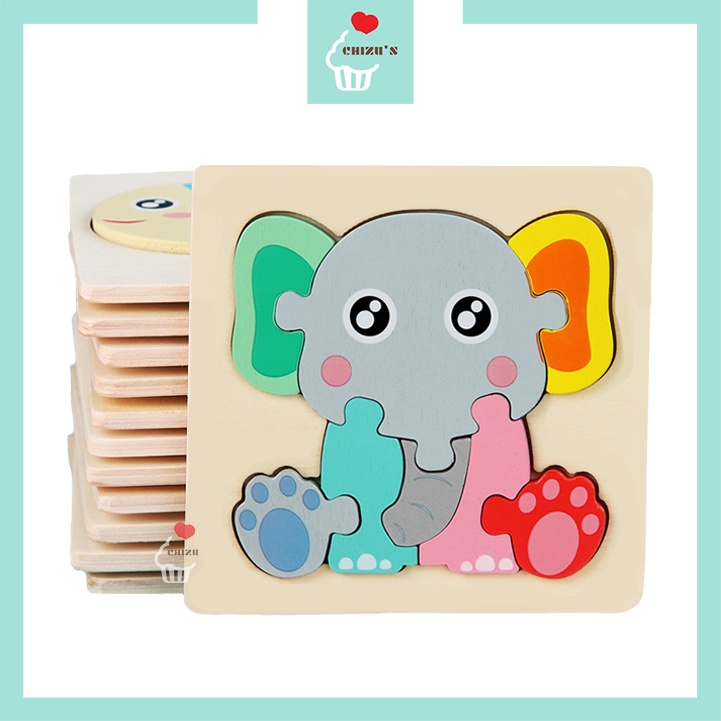 Small Pastel Chunky Puzzle | Simple Wooden 3D Puzzle | Puzzel Jigsaw Timbul Kayu Kecil Mini | Hewan Binatang Kendaraan Transportasi Kartun Lucu | Mainan Montessori Edukatif Edukasi Anak Balita Bayi Murah