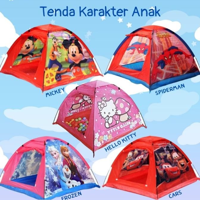 Rumah_kita2020 Tenda Anak Berkemah Karakter Kartun Tidak Perlu Dirakit Tenda Anak Model Hellokitty,Doraemom,Frozen,Spiderman