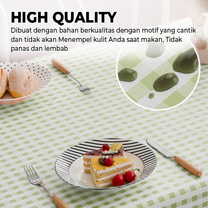 Lodoestar  -  Taplak Meja Makan Motif Kotak Kotak Ukuran 137cmx100cm Bahan PEVA - D15-3D