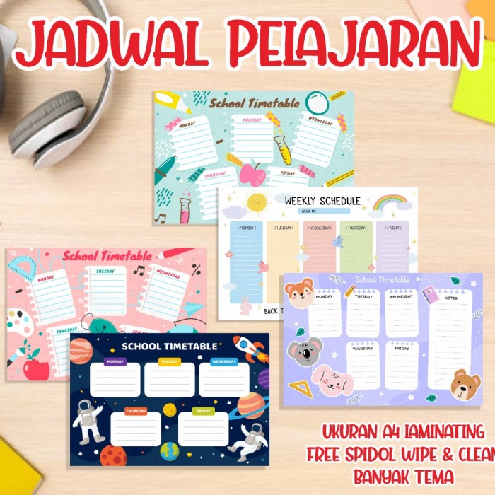 

Buruan Jadwal Pelajaran / School Timetable / Poster Wipe And Clean Trendi
