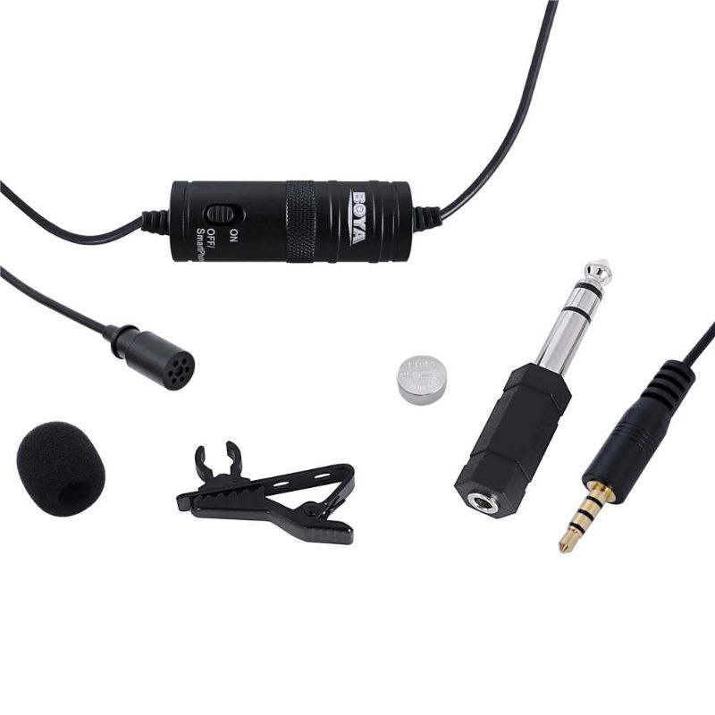 Boya Clip-On Omnidirectional Microphone for Smartphone &amp; DSLR - BY-M1mic klip mix mik clip on of pajang kabel 6 meter ONLENY Professional Lavalier Microphone Clip Portable 3.5mm - SL1