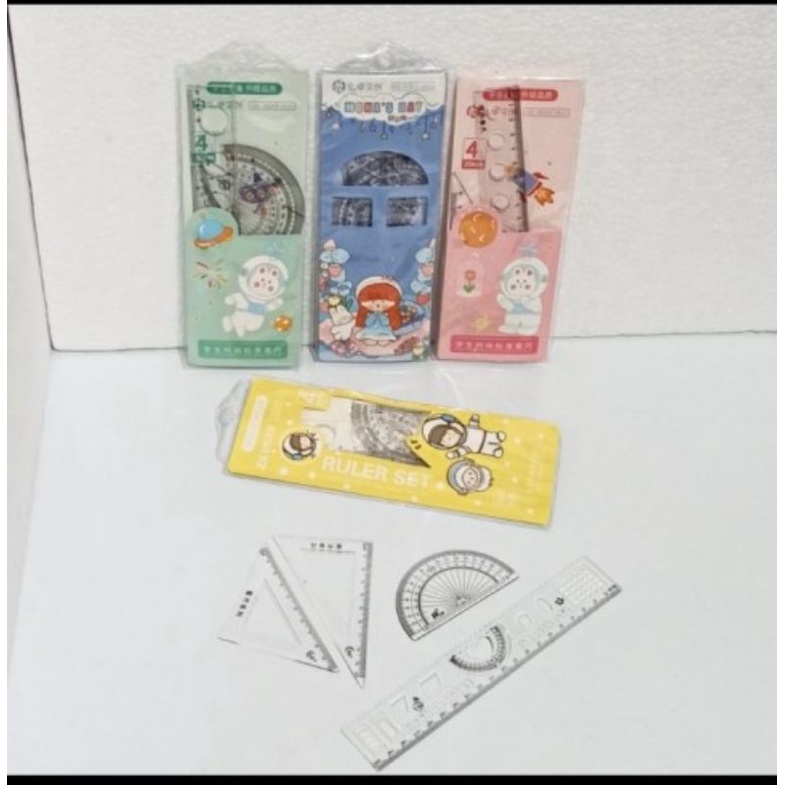 

SJS penggaris set/penggaris plastik/ruler set/gratisan busur derajat