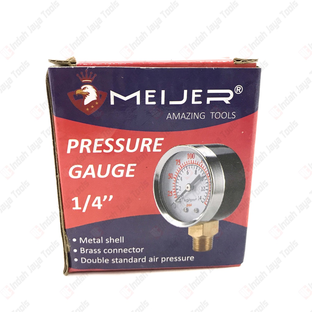 MEIJER Manometer 6 10 16 25 Bar - Pressure Gauge Ukuran Angin