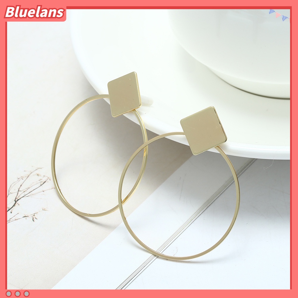 Bluelans Fashion Geometry Diamond Women Ear Hoop Travel Club Jewelry Round Earrings Gift
