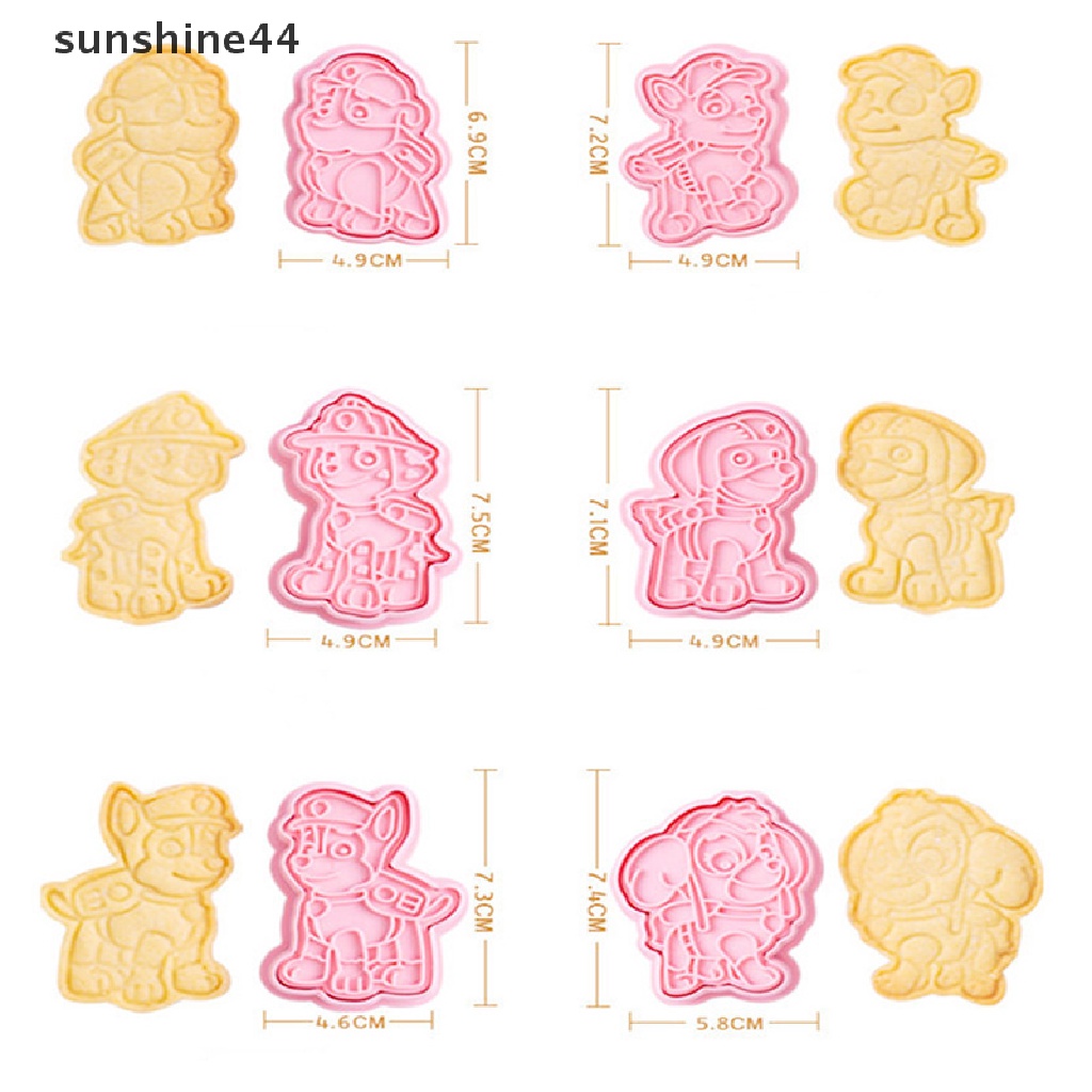 Sunshine 6pcs / Set Cetakan Kue / Biskuit Bentuk Kartun Anjing 3D DIY