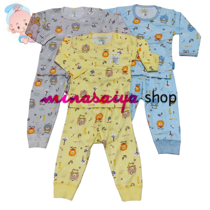 CHIKO CIK Setelan Bayi SNI Lengan Panjang Kancing Depan dan Kancing Pundak Motif Uk. M dan L