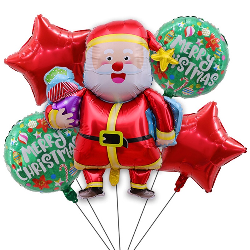 5pieces/Set Gaya Balon Aluminum Film Desain Santa Claus Pohon Natal Untuk Dekorasi Pesta Decorations for Home New Years