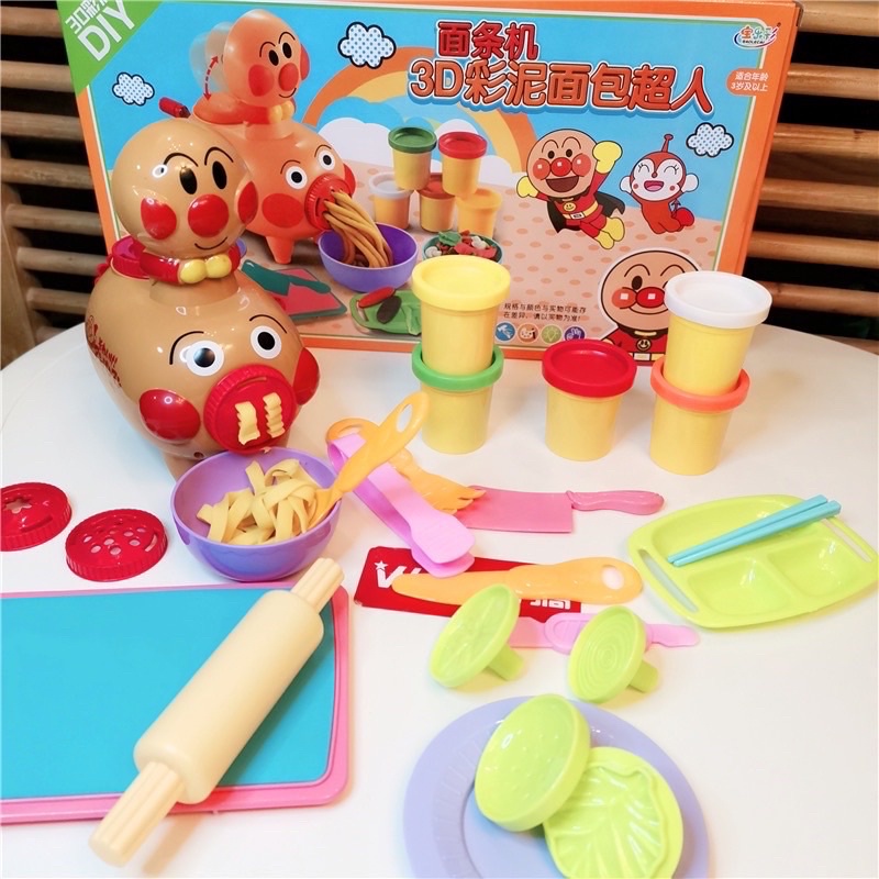 anpanman DIY 3D noodle maker color clay dough mainan lilin anak