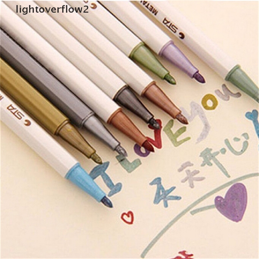 (lightoverflow2) 10pcs / Set Pensil Warna Metalik Anti Air Untuk Dekorasi Album DIY