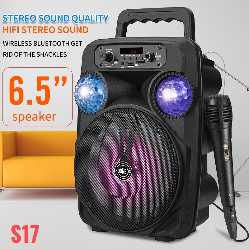 Speaker + MIC Bluetooth Karaoke SOONBOX S15, S16, S17 Full Bass 6.5inch WIRELESS SPEAKER PORTABLE SPEAKER MUSIC BOX BLUETOOTH