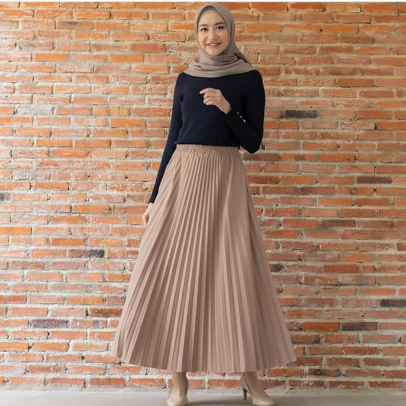 Rok Plisket Panjang payung wanita murah flare skirt