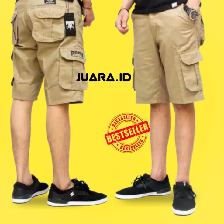 Trhasher Celana Pendek Pria Cowok Distro Santai Cargo Celana Kargo Gunung Murah [BT.18Oc22ᴷ]