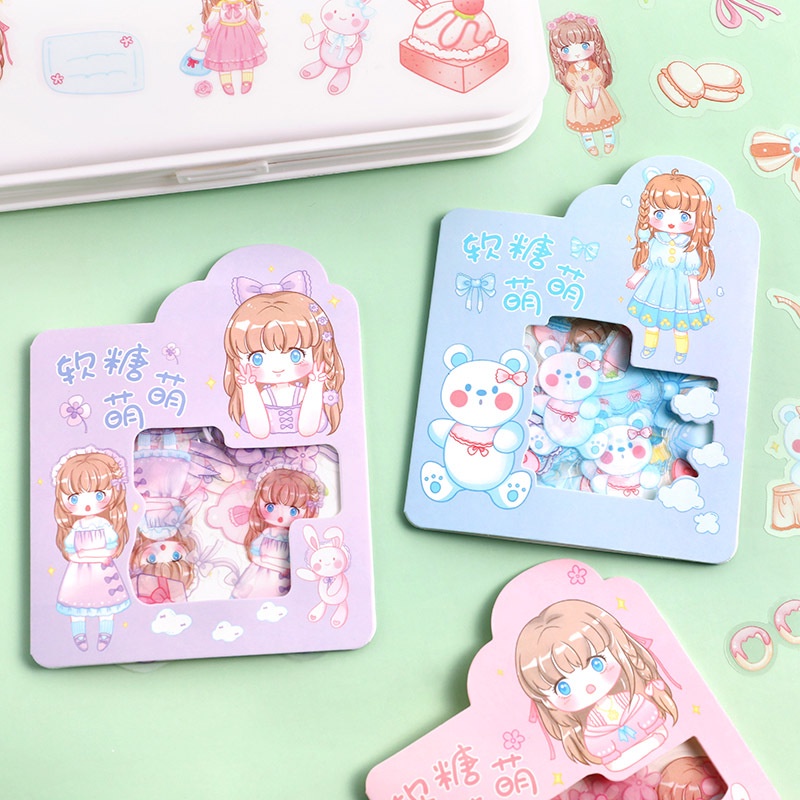 PAOPAO Stiker Cute Anime Rabbit &amp; Bear Import Premium Character Girl