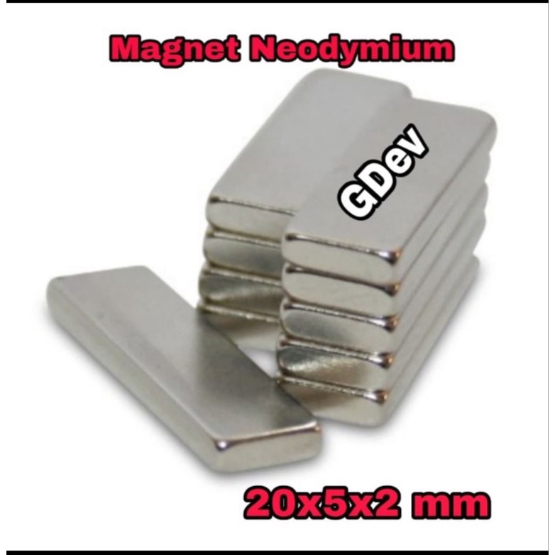 magnet Neodymium kotak ukuran 20x5x2 mm