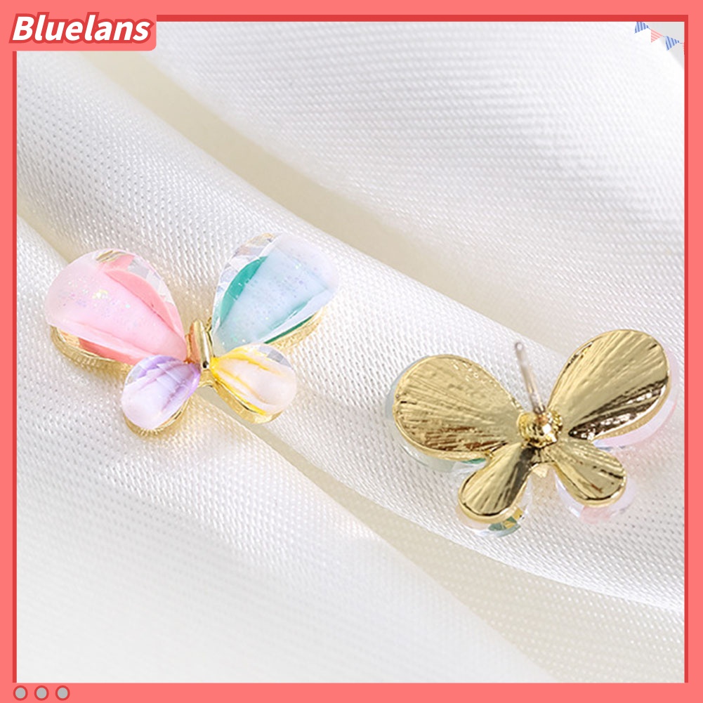 Anting Stud Bentuk Kelopak Bunga Butterfly Warna-Warni Untuk Wanita