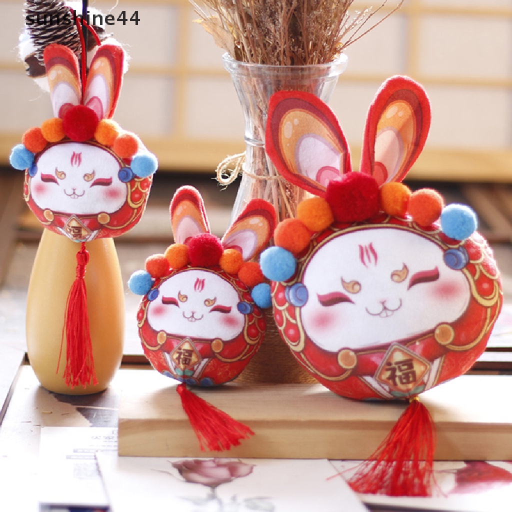 Sunshine Mainan Boneka Plush Kelinci Fu Lucu 2023 Maskot Tahun Baru Cina