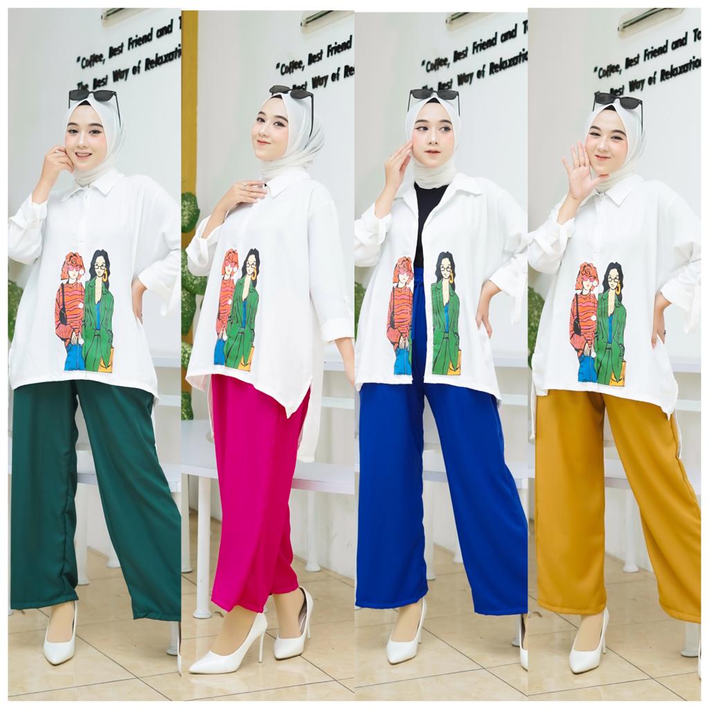 One set viral syakila / SET VIRAL FUCHIA / one set wanita / setcel fuchia / Setelan wanita fuchia
