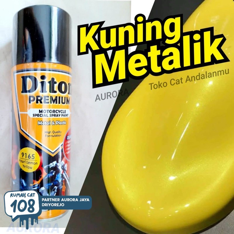 Rumah Cat - Pilox Diton Premium Pearl Lemon Yellow 9165 Kuning Metalik Metallic Mutiara Cat Pilok Ta