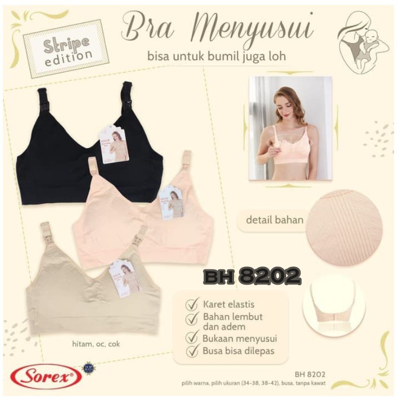 Sorex Bra Menyusui Nursing Bra Kait 3 Busa Sedang Tanpa kawat seamless nyaman ibu hamil 8202 - 8200