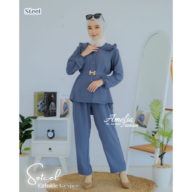 ONE SET AIRA CRINGKEL//TERBARU BEST SELLER ORIGINAL BRAND AMELIA BY ARRASYID//SETELAN WANITA//PAKAIA
