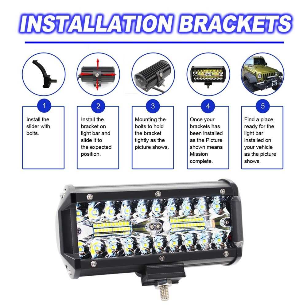 Lampu Mobil LED Lightbar Spot Light Off Road 4WD 7 Inch 120W