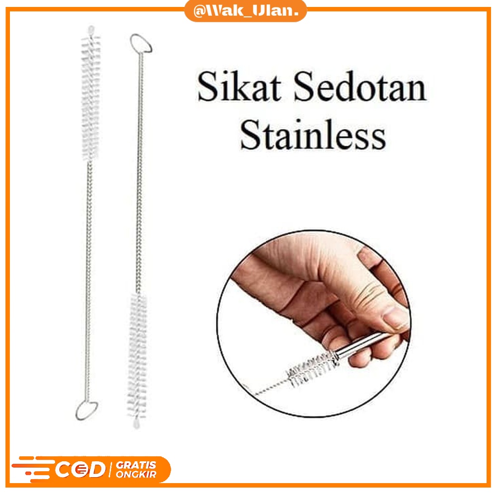 pembersih Sikat Sedotan besi Stainless Steel Brush Straw Stain Less Bengkok Lurus