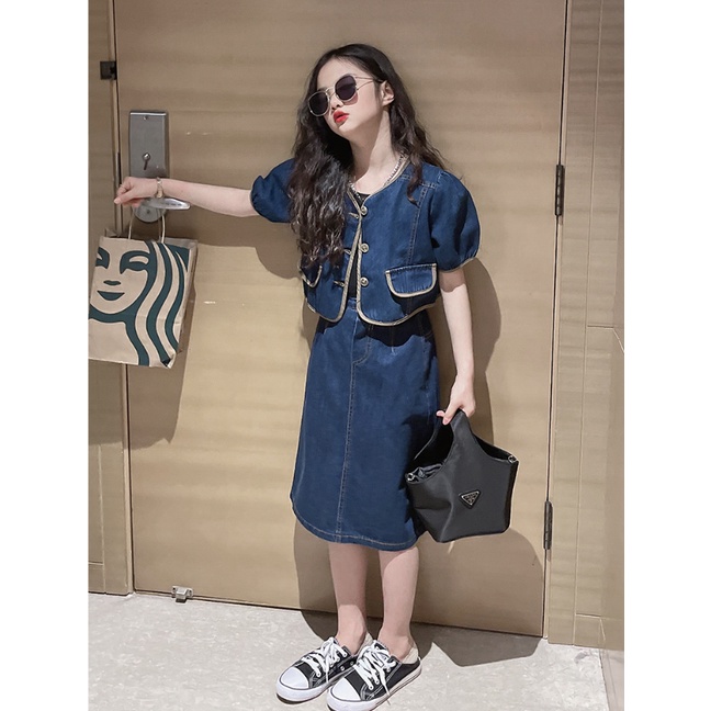 babyfit setelan jeans outer dengan rok span cantik import fd-1023