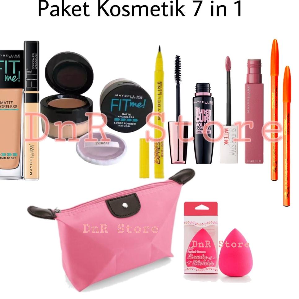 [CODERG20] Paket Kosmetik Maybelline Super Lengkap Hemat 9 in 1 - Fondation - Bedak Tabur - Contour 