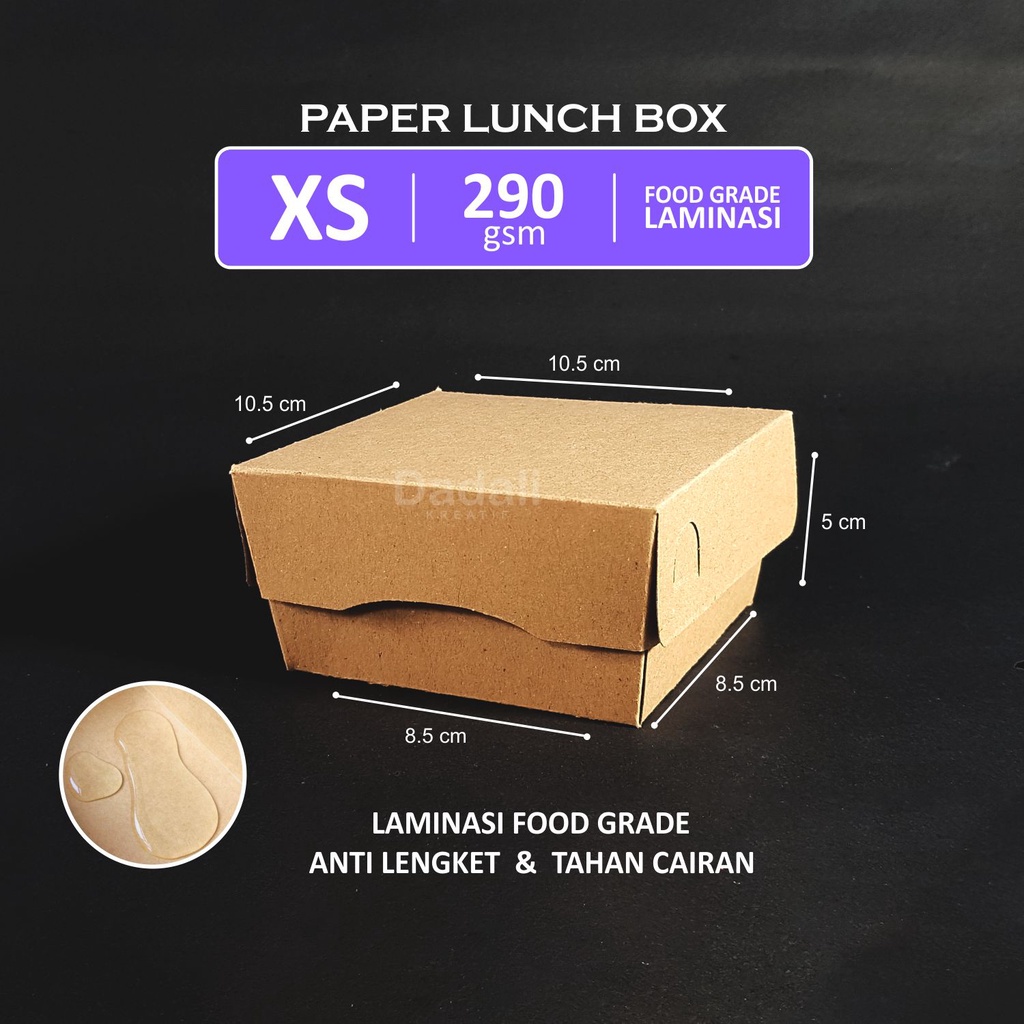 Lunch Box Kotak Makan XS Laminasi Tebal 290 gsm Paper Kraft Coklat Food Grade