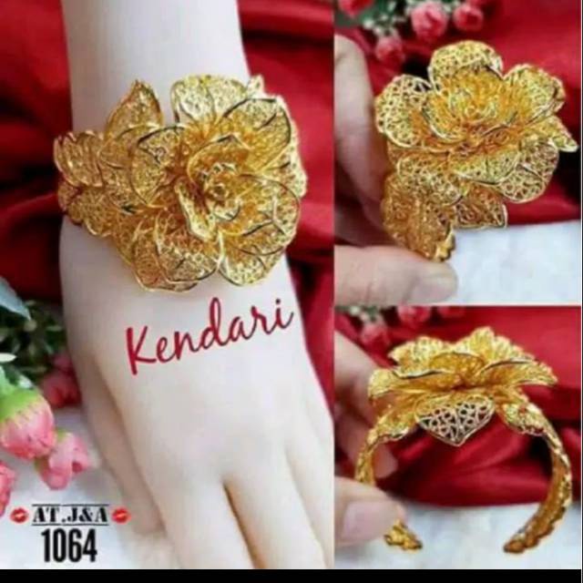 GELANG BANGLE MAWAR LAPIS EMAS 24K