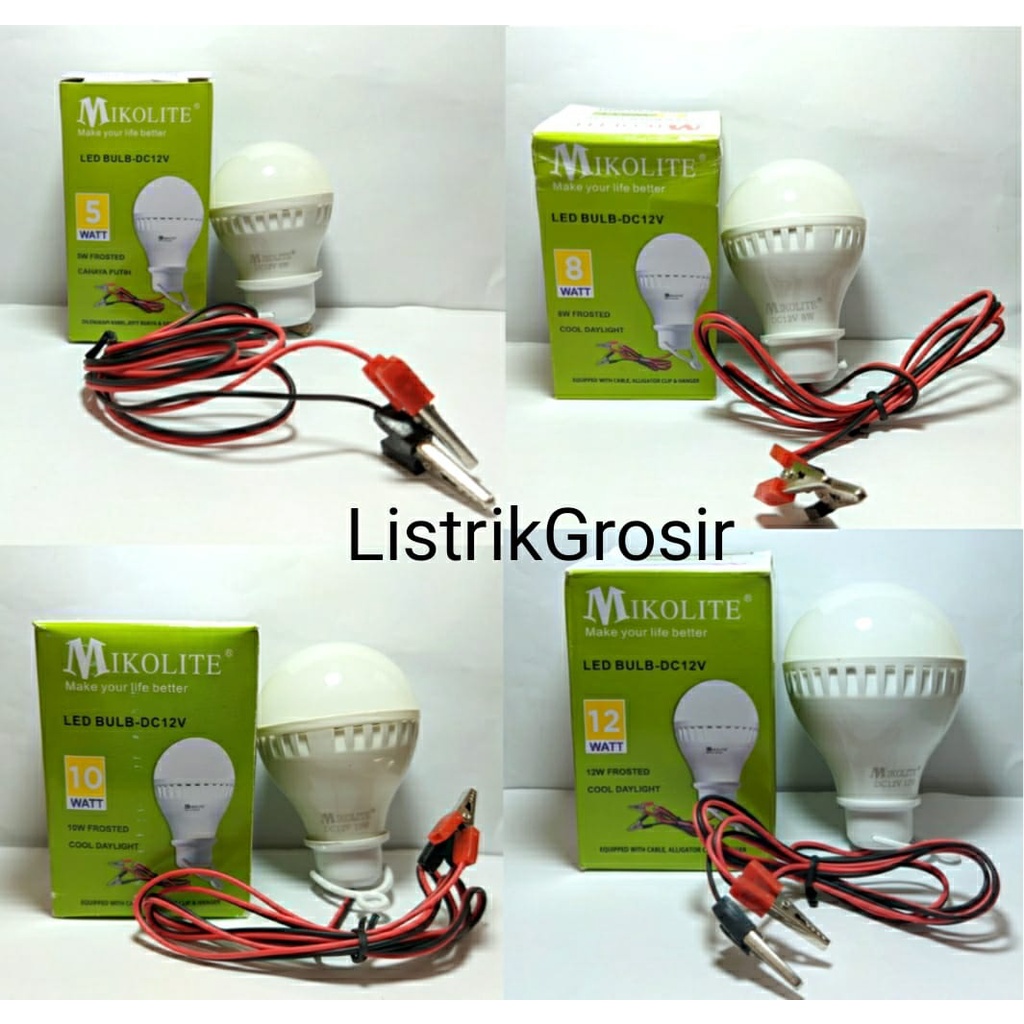 Lampu Darurat Bohlam Led DC 12v Aki Putih Mikolite 8w A Bulb 8 Watt