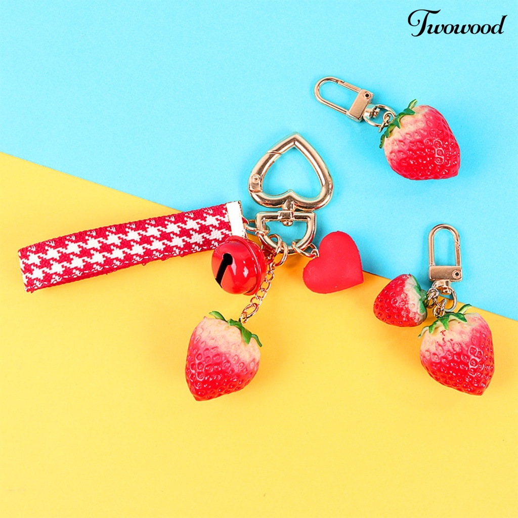 Twowood Gantungan Kunci / Tas Ransel Mini Bentuk Strawberry 3D Untuk Wanita