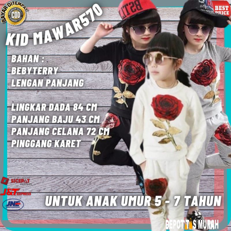 Setelan Baju Santai Hitam Putih Abu abu Kids Anak Perempuan Cewek Modis Terbaru Import 5 6 7 Tahun