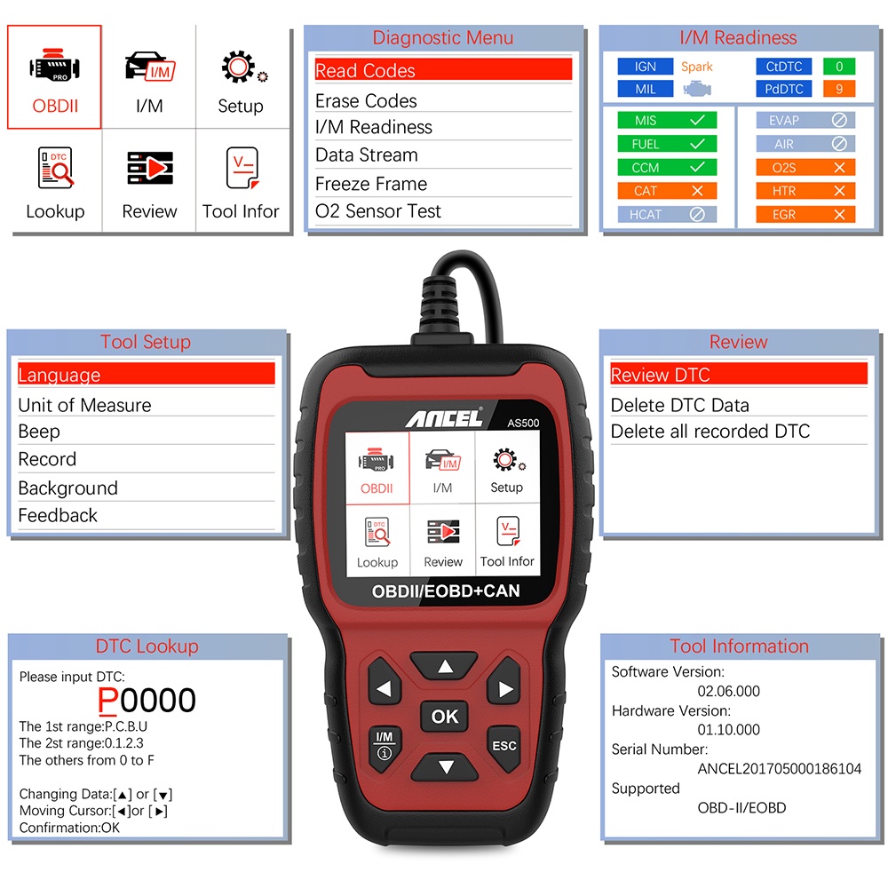 ANCEL AS500 Obd2 Scanner Odb2 Car Diagnostic Tool OBDII Car Scanner Obd Car Diagnostic Scanner Free Update