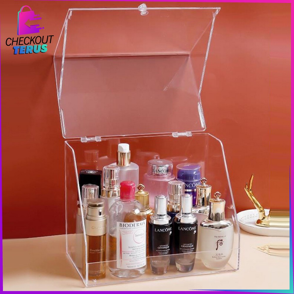 CT K133 Rak Kosmetik Acrylic Transparan Dengan Penutup Anti Debu Storage Box Laci Rak Make Up Skincare Organizer Laci Tempat Penyimpanan Multifungsi