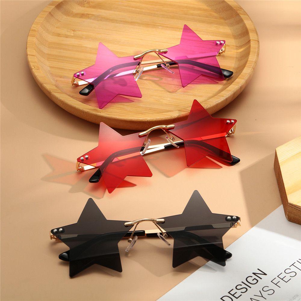 Wonder Rimless Sunglasses Lucu Pentagram Eyewear Eyeglasses Kacamata Matahari