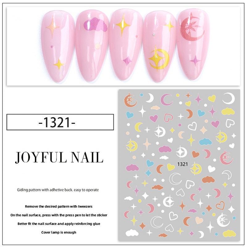 MANIK KUKU LUCU (Dreamy Cloud Twinkling Star) 1 Lembar / Pak Stiker Kuku Foil Transfer Air Untuk Nail Art / Manicure Diy