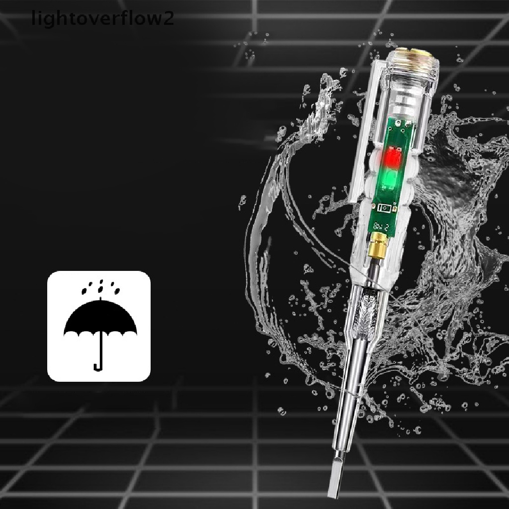 (lightoverflow2) Pena Tester Voltase Listrik 70-250V Tahan Air Dengan Lampu Indikator